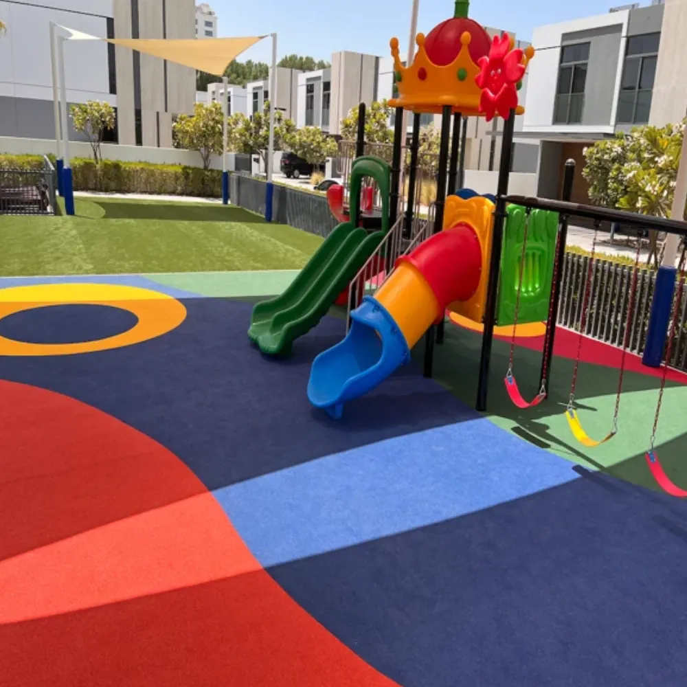 High quality EPDM flooring for playground, sports surfaces, shock absorbent and weather resistant.