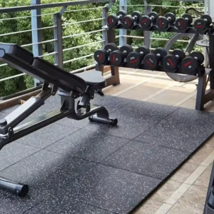 Professional installation of gym floor rubber mats in an Abu Dhabi villa