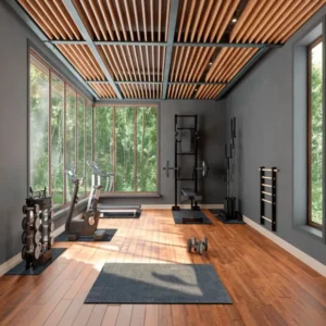 Successfully installed rubber gym mats in an Ajman villa gym room