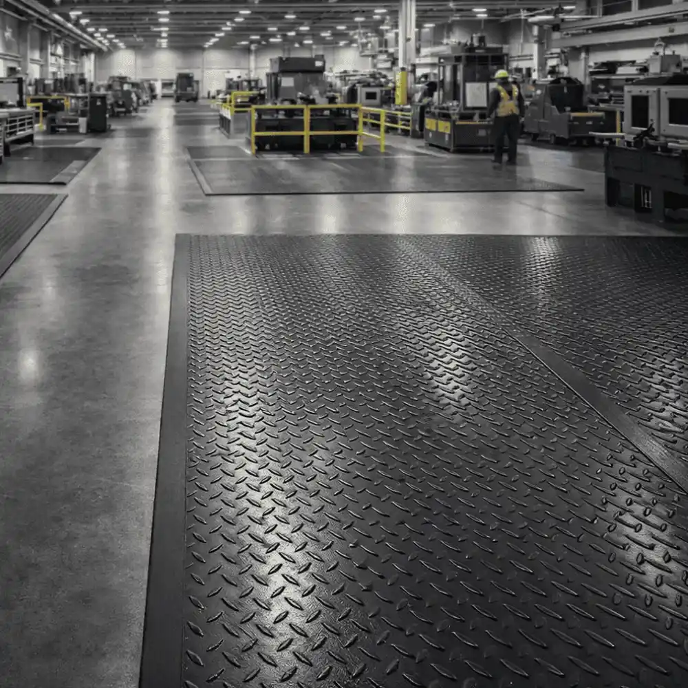 Reliable industrial rubber matting for manufacturing plants and high-traffic work areas