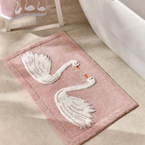 Custom printed bath mats with waterproof backing and fade-resistant personalized graphics.