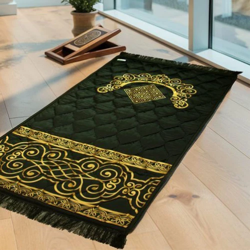 Eco-Friendly Prayer Mats featuring non-toxic materials and elegant Islamic designs for peaceful worship.