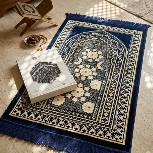 High-quality Velvet Prayer Rugs offering plush comfort and beautiful Islamic embroidery for Salah
