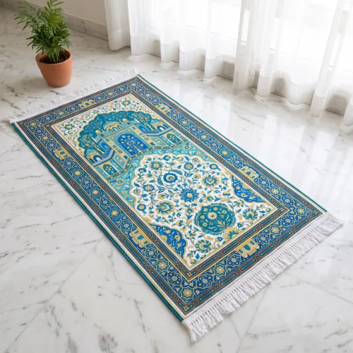 Premium Traditional Islamic Mats featuring soft fabric and classic Islamic patterns for peaceful prayer.