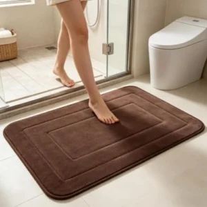 Brown Bathroom Floor Mat providing reliable grip around showers, tubs and vanity areas