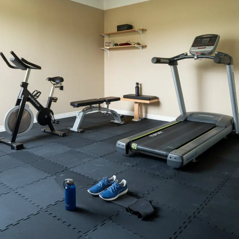 Comfortable gym flooring mats for home workout spaces