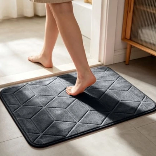 Luxury Bath Mats Dubai featuring a soft geometric design for safe and stylish bathroom interiors
