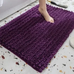 Purple anti-slip bathroom mat with textured rubber surface for improved floor safety