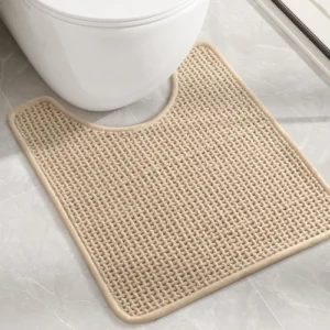 U-Shaped Bath Mats designed to fit neatly around toilet bases for a clean bathroom look